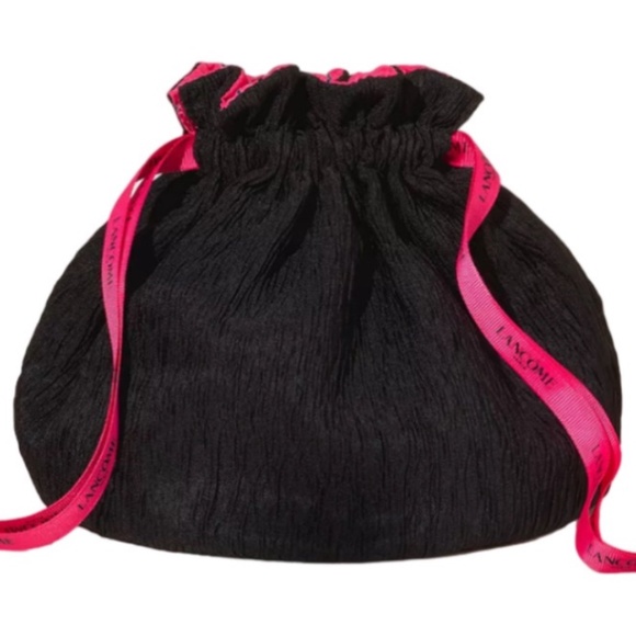 ❤️ 4 for $25 Lancome Bag Reversible Pink Black Drawstring Cosmetic Makeup NEW - Picture 3 of 3